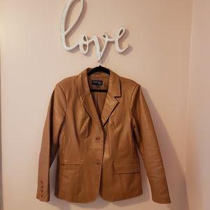 Chadwicks of Boston Genuine Leather Blazer, Color Elmwood,  Sz 14